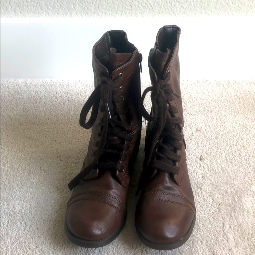 Brown combat boots